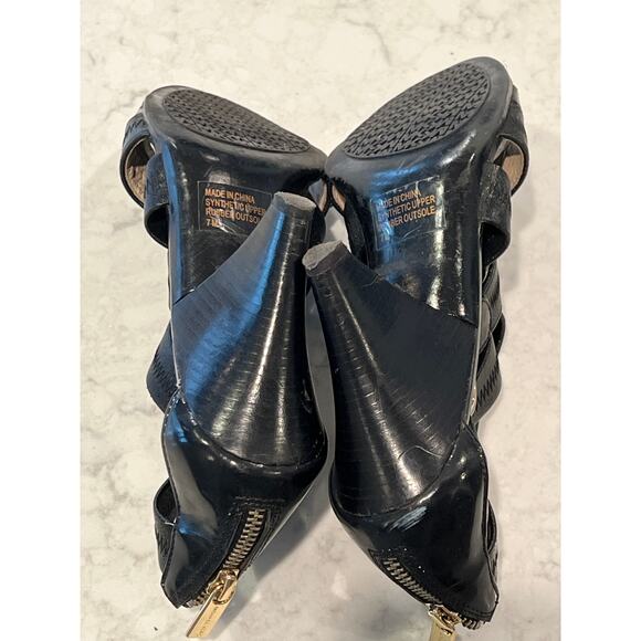Michael Kors Women’s Back Zip‎ Karina Cross-Strap Cone Heels Party Size 7M Black - Picture 5 of 6